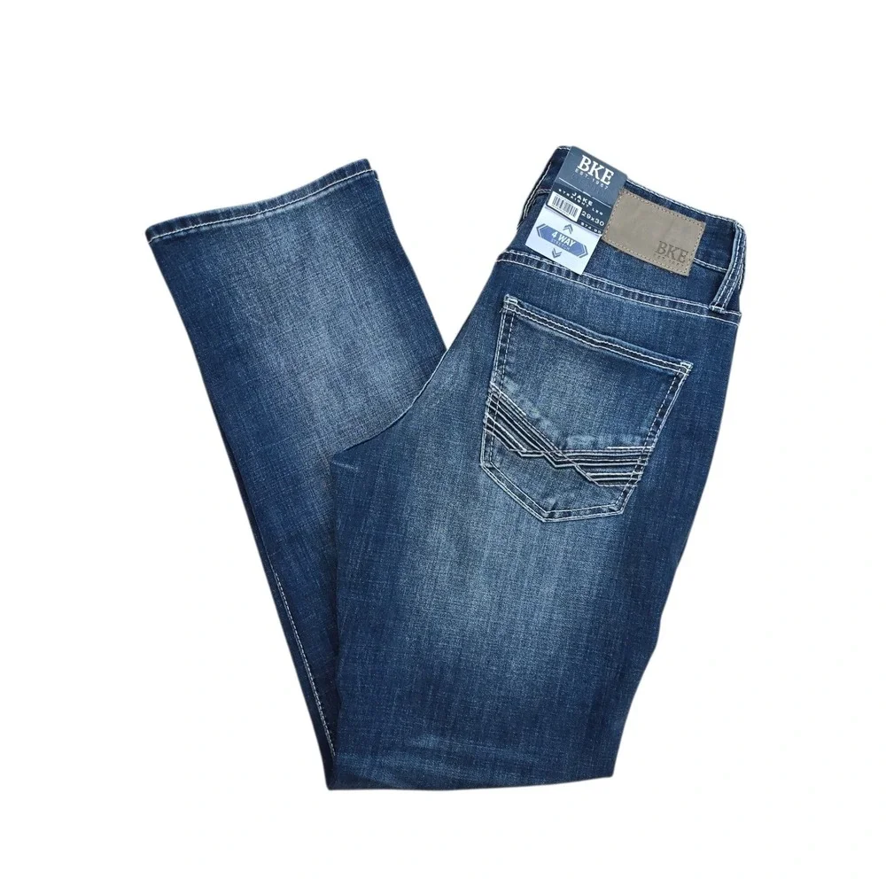 BKE Jake Straight Leg Mens Jeans 29x30 Dark Wash 4-Way Stretch GBS16576S NEW NWT